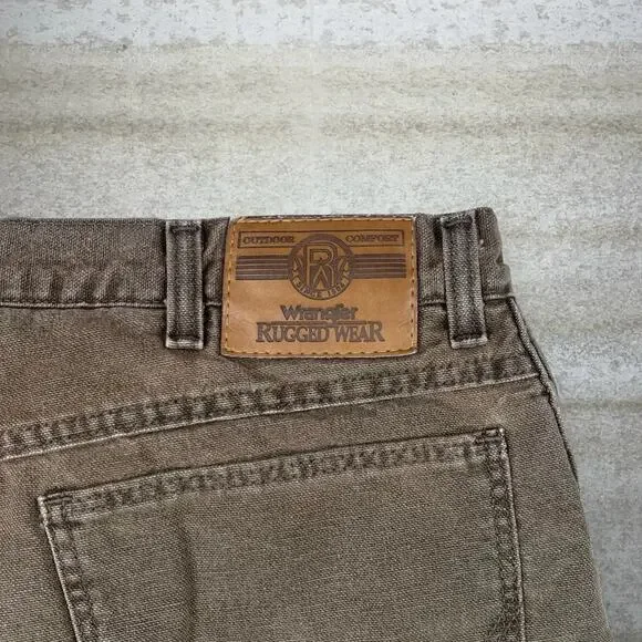 Vintage Fleece Lined Wrangler Jeans Hazel Brown Straight Fit Work Wear Denim 90s
